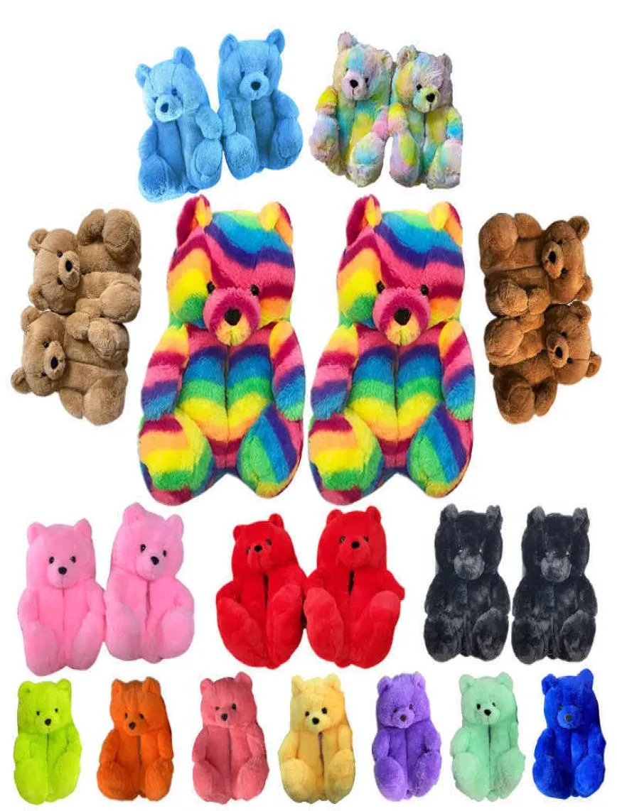 Teddy Bear Slippers 2021 Novos chegados de pelúcia de pelúcia de pelúcia de pelúcia de pelúcia de pelúcia de película de ursinho de pelúcia para mulheres meninas y095256102