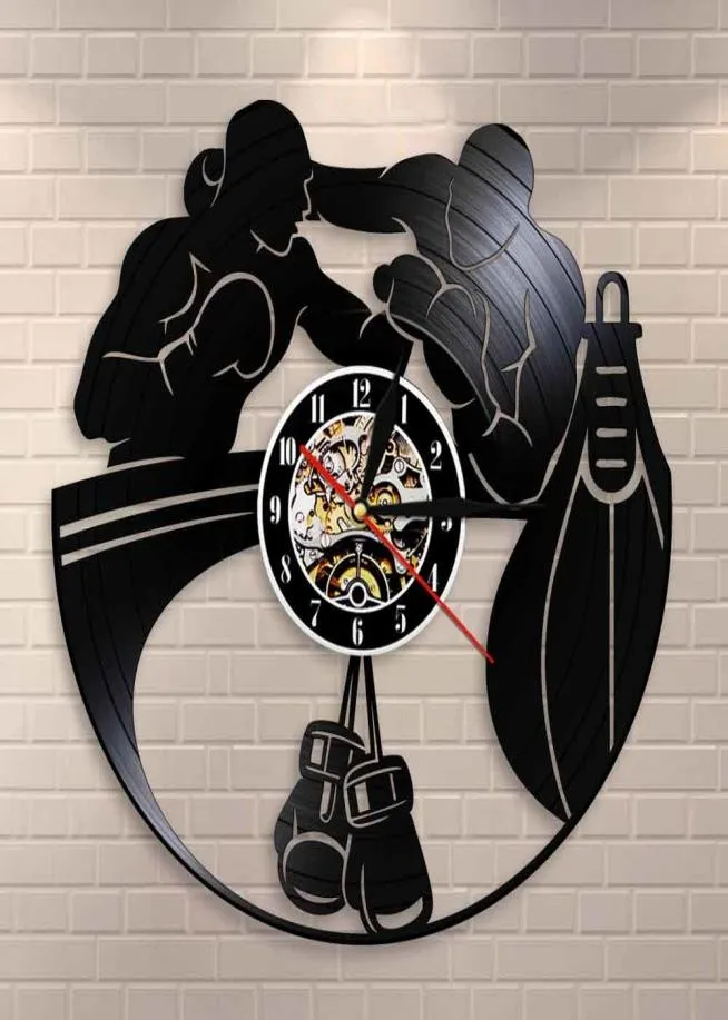 Boxing Home Decor Wall Clock Boxing Gloves Punching Bag Infighters Record Wall Clock Fighting Sports Boxers Scrappers Gift Y2001098636153