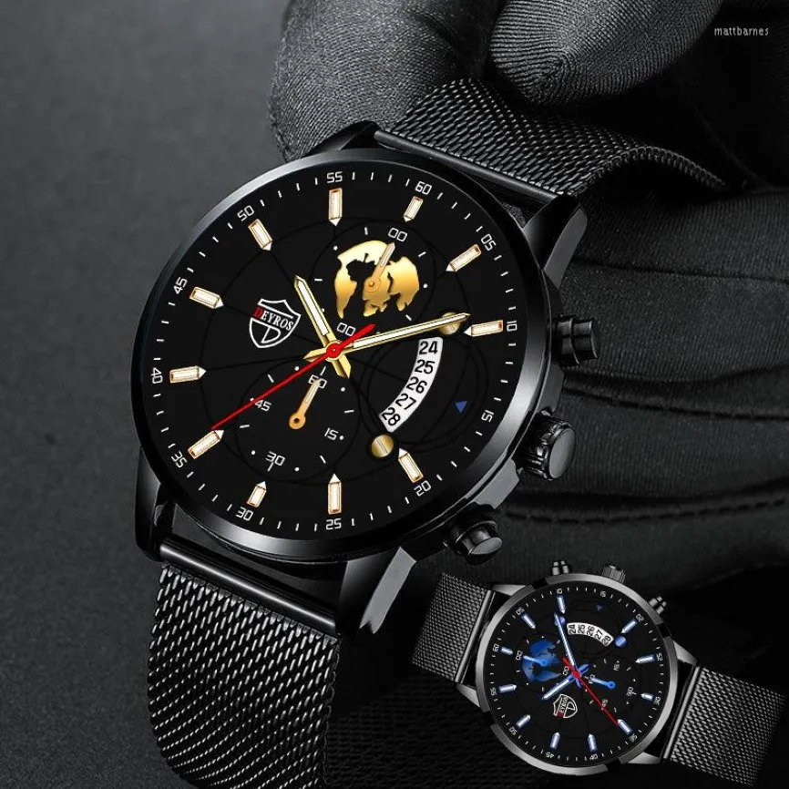 Mujeres de pulsera 2023 Exquisito reloj para hombres de moda elegante marca de acero inoxidable Business Gold Gold Quartz Casual Watches Relogio 217T