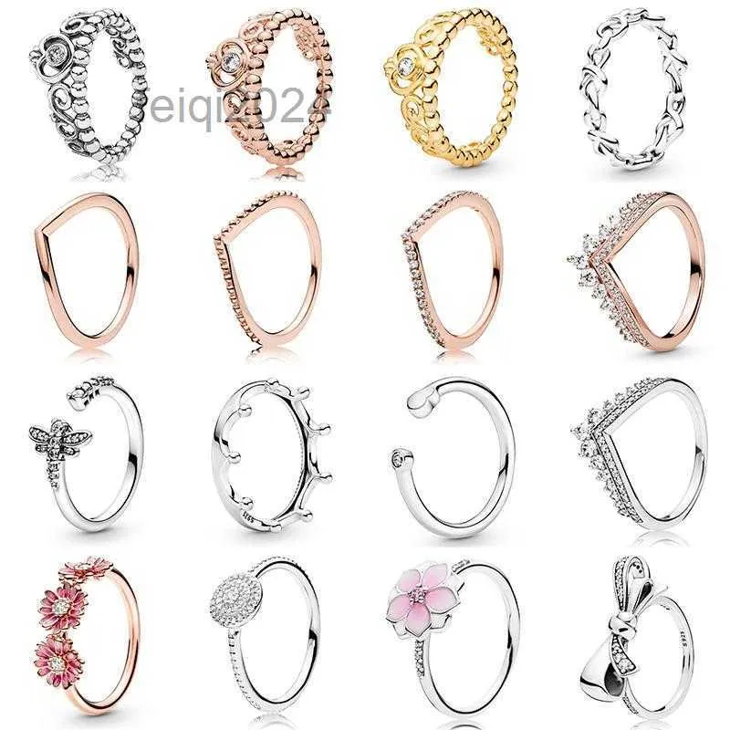 925 Silver Women Fit Ring Original Heart Crown Fashion Rings Sparkling Rose Gol Bone Butterfly Crown Crystal