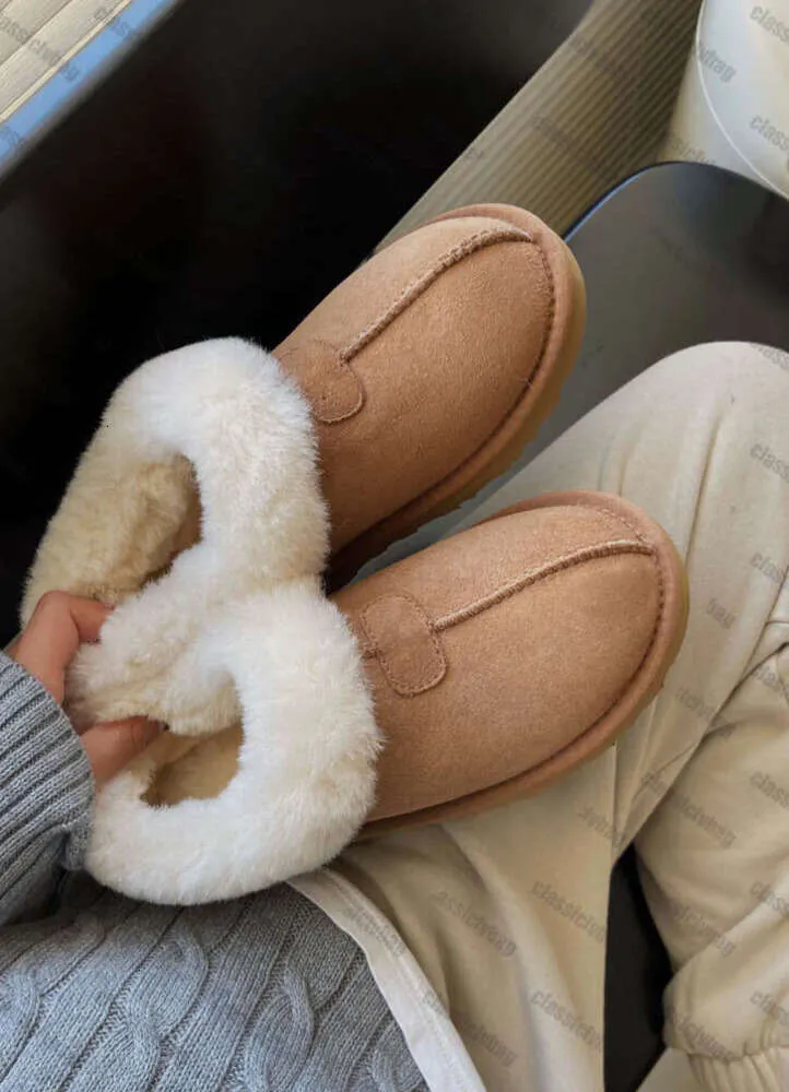 Tasman Slippers Chestnut Fur Glides Sheepskin Shearling Tazz Nieuwe Mules Dames Men Ultra Mini Platform Boot Slip-on schoenen Suede bovenste comfort 7662ess