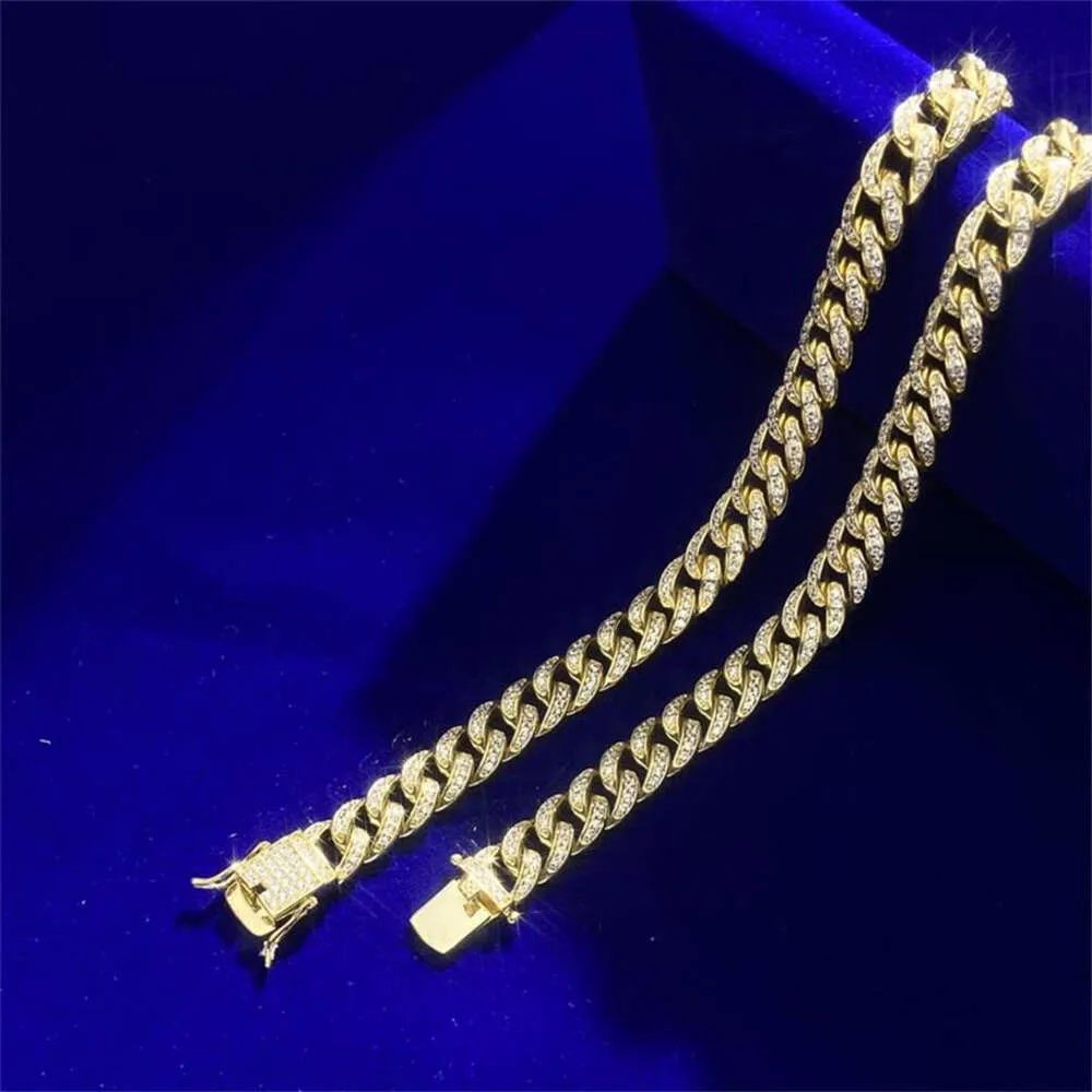 Hiphop Wholesale Migliore qualità Sterling Sterling Sterling Iced Bling VVS Moissanite Diamonds 9mm Cuban Link Catene per regalo di compleanno