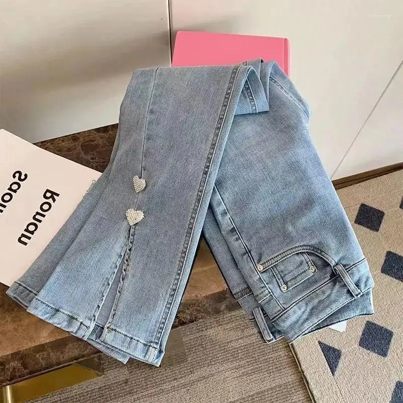Dames jeans dames lente zomer Koreaanse stijl hoge taille laars gesneden broek mode vrouwelijk all-match split flard for Q296