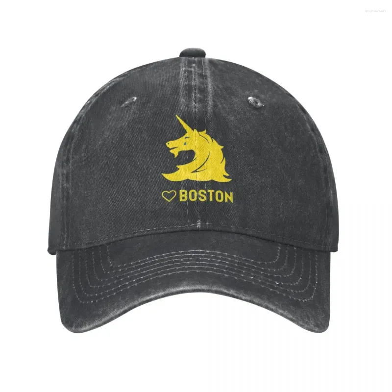 Ballkappen Fashion Boston Marathon Baseballkappe für Männer Frauen Destgiert gewaschener Snapback im Freien im Freien im Freien, unstrukturierter weicher Hut