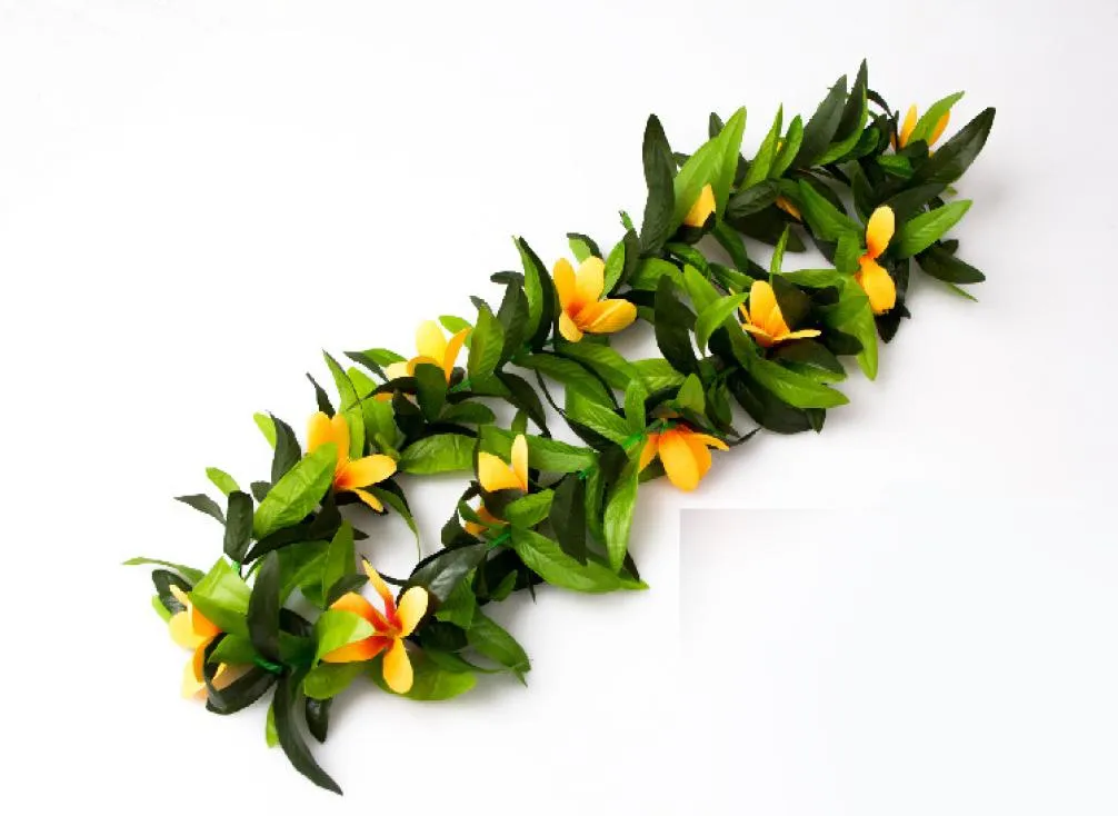 6070 cm2 pies coronas de hoja dicroica con flores de jazmín 12pcslot flores de estilo hawaii para la decoración de la fiesta de la boda5230576
