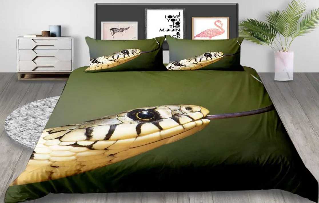 Snake Pried Bedding Set Moda King Fildening 3D Toupet Capa Rainha Creative Home Deco Toupela de solteiro capa com travesseiro1323226