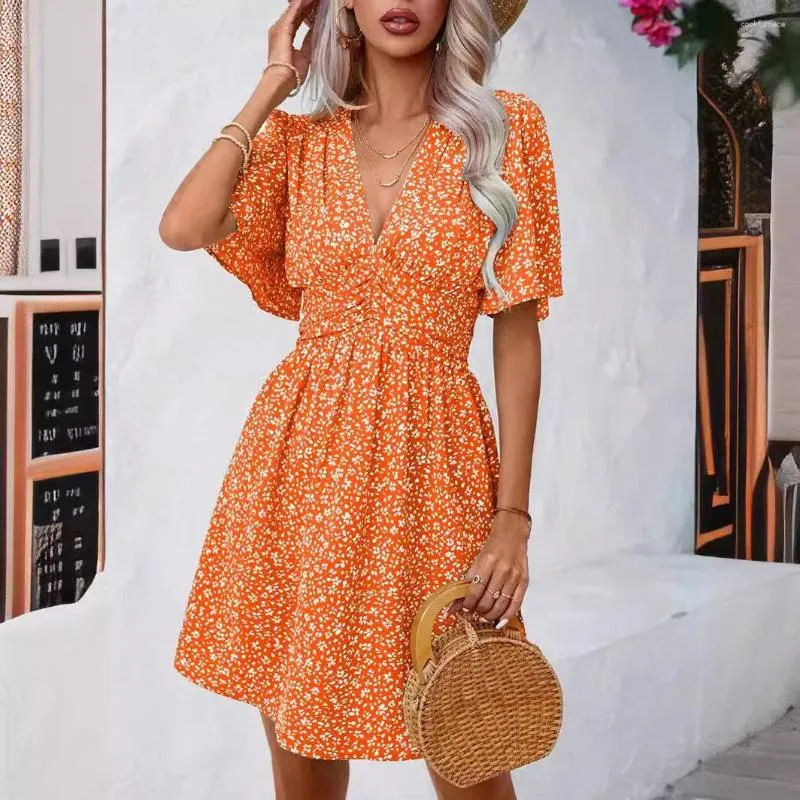 Floral deep v dress store