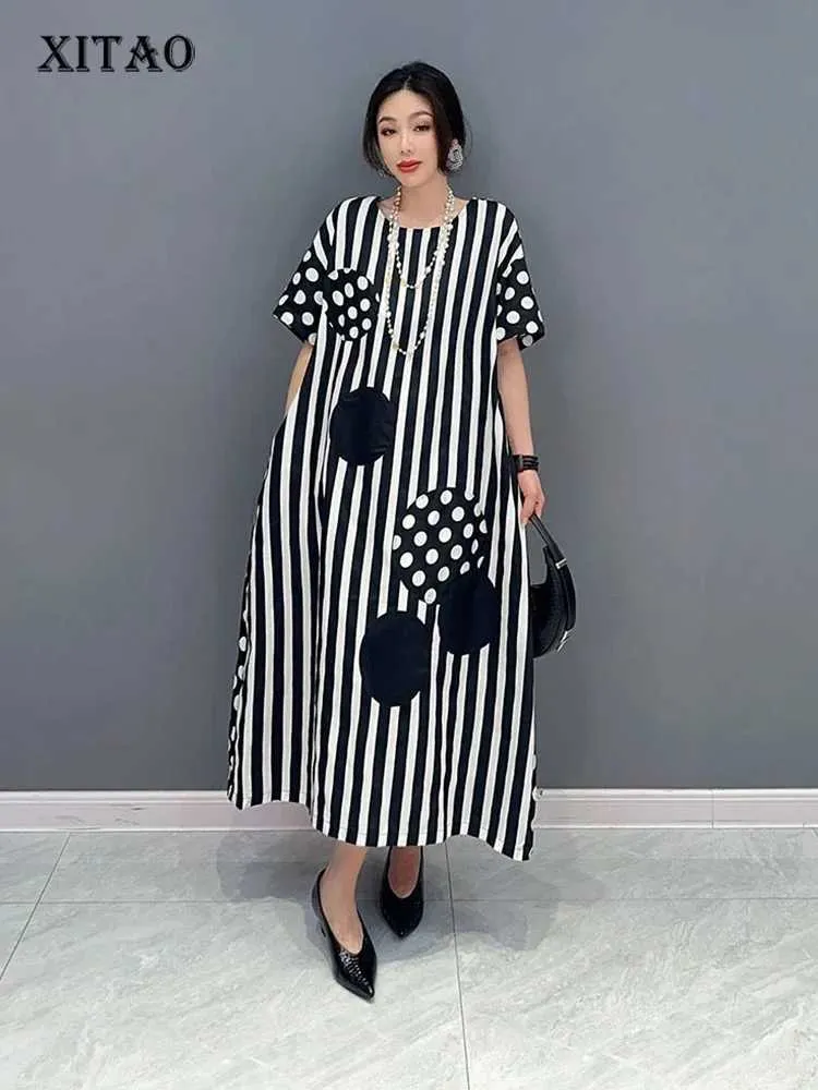 Temel gündelik elbiseler xitao Koreli şerit elbise yaması iş iş görünümü ince 2023 yaz kadın yeni varış moda tam kibrit o boyun boyun dmj1159 q240430