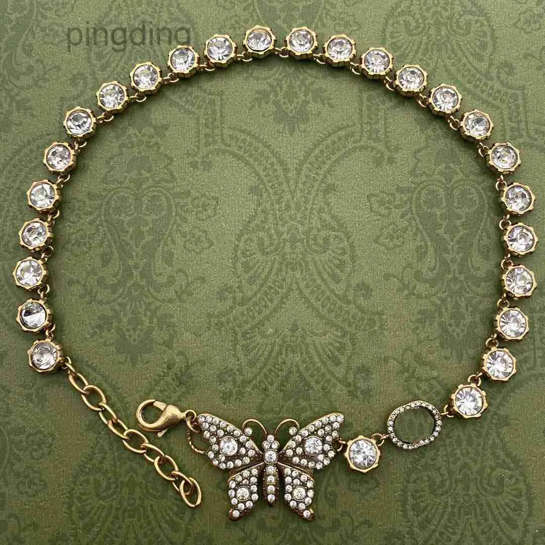 Modehangers Nieuwe vlinder vol met diamanten hanger kettingen Designer sieraden veters en kettingen met doos