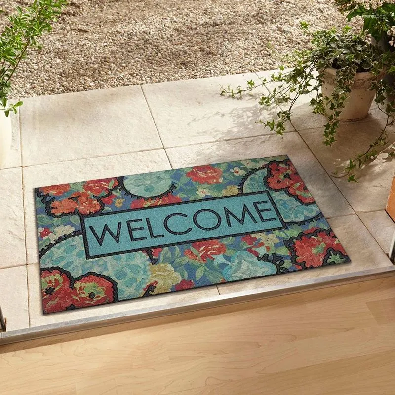 Tapijten Boheemse wind toegang deur mat bloemen groen veld toilet vuile antislip eenvoudig licht luxe tapijt