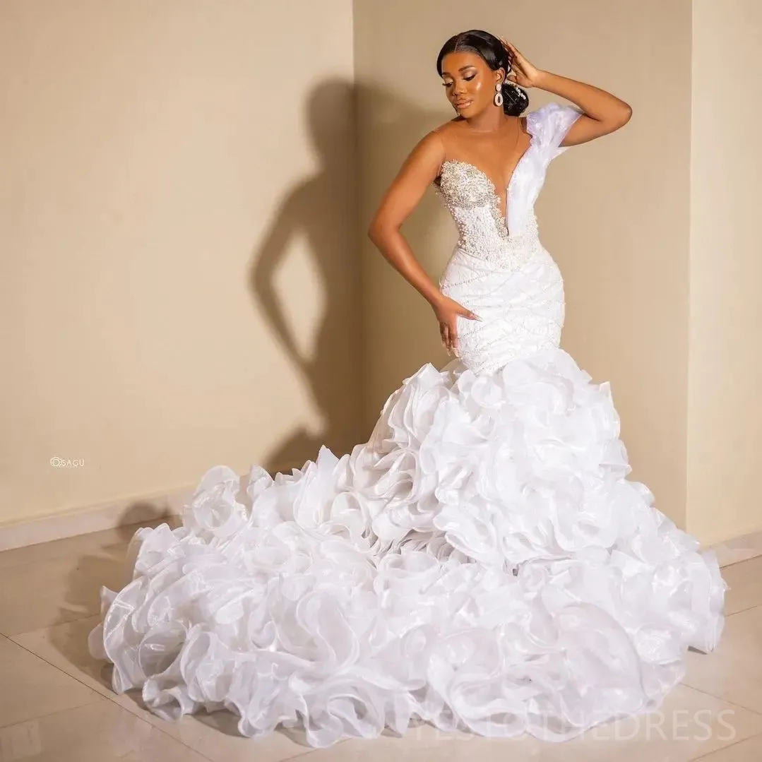 layered mermaid wedding dress Andrea and Leo -CDS432W Lace Applique Mermaid Dress 8 / OFF White