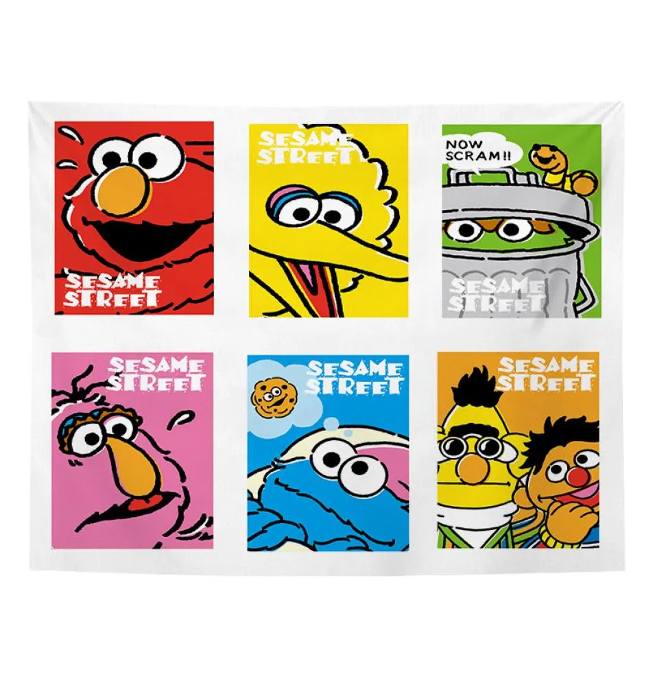 Tapestry Söt Sesame Street Cartoon Doll Birthday Present Hanging Tyg Bakgrund Hängande Tyg Homestay Bedroom Tapestry6599930