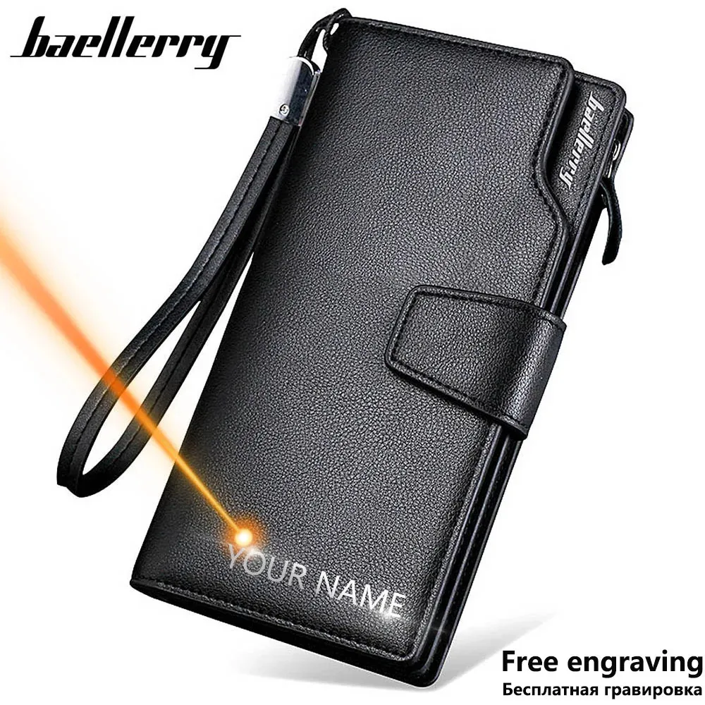 Baellerry Men plånböcker Lång stil högkvalitativ korthållare manlig handväska blixtlås med stor kapacitet varumärke pu läder plånbok för 240429