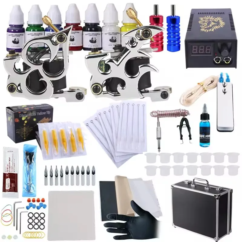 Kit de tatuagem Conjunto profissional Complete Rabbit Airbrush Tattoo Machine Artist Kits Beginners Tattoo Kit