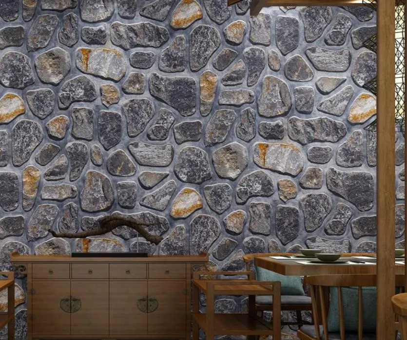 Обои винтажные каменные обои 3D домашний декор Водонепроницаемый ПВХ кирпичный стены бумажный рулон для фонового декоративного персонализированного бара S6906568