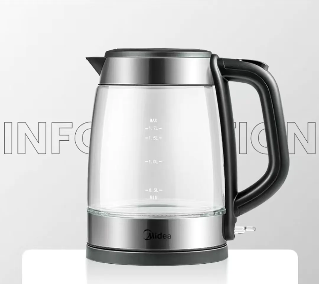 Kettle électrique 1,7 L haute tension Silicon Verre Visualisation Conception