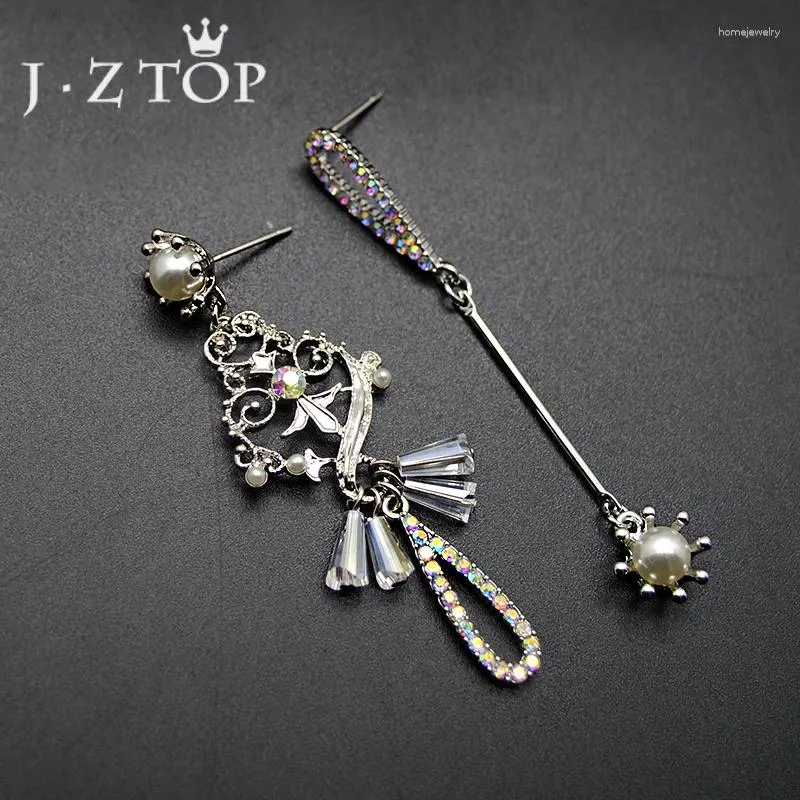 Orecchini a pennaglietta Jztop Cute Clown Clown Crystal Crystal Drop Woman IMitazione di lusso perle asimmetriche Oregrena lunghe Oorbellen