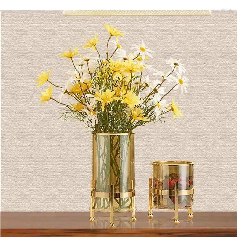 Vazen helder glas vaas bloemstuk metaal rek gouden hydroponics handicraft decoratie retro home