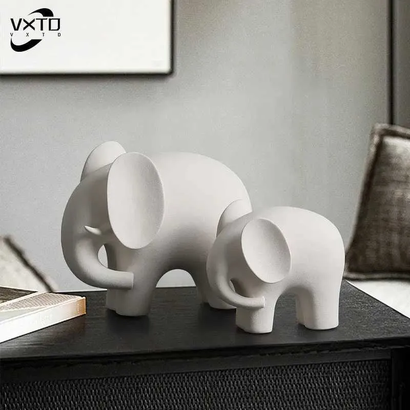 Objets décoratifs Figurines Nordic Style Elephant Resin Statue Ornements Home Decor Crafts Office Bureau Figurines Décoration bibliothèque Sculpture Gift T240506