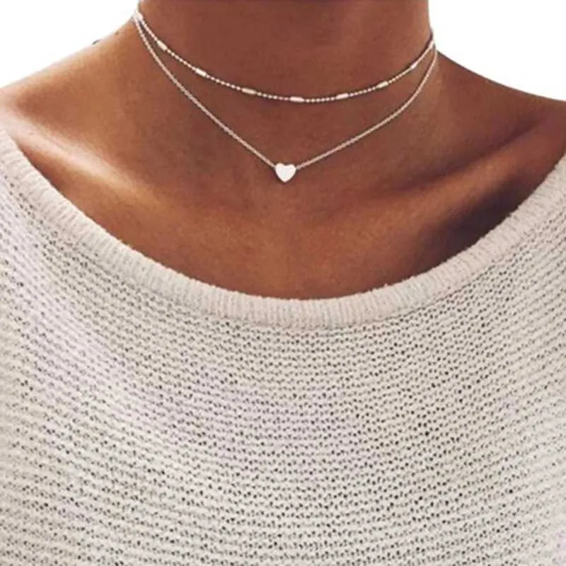 Colliers pendants sumeng 2024 Nouvelle mode mignon Style 2 couches Love Multi-couche Collier pour les femmes et les filles Gift Q240430