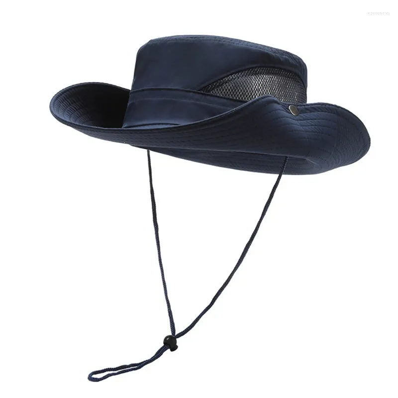 Bérets 9cm Brim Bucket Hats vintage Western Cowboy Party Jazz Jazz Randonnée Extérieur Cap de pêche Men Cascater Sun Caps Anti-ur Sunhat