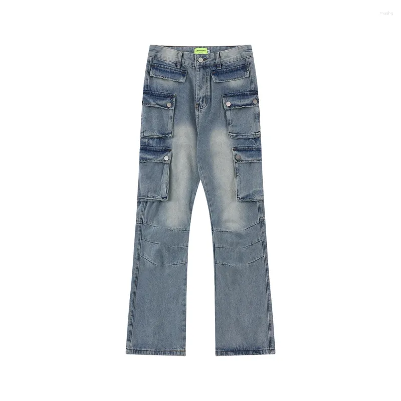 Jeans maschile high street street con cerniera multipocchia lavata baggy y2k per uomini e donne a colore solido ropa hombre pantalones pantaloni in denim