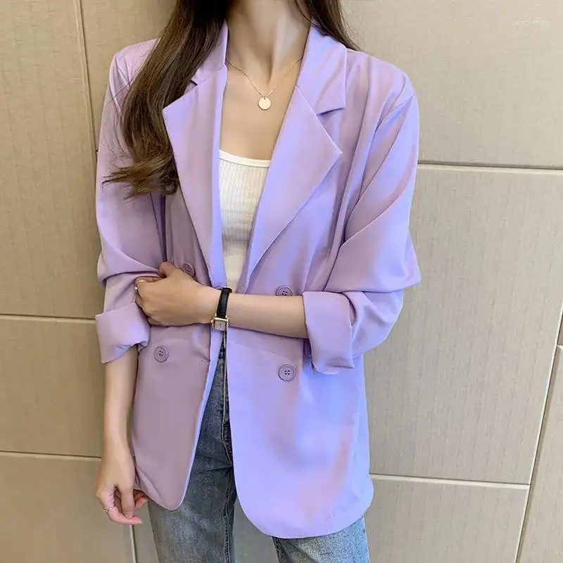 Costumes de femmes Blazers for Woman Office Offits Femmes Business Business Casual Coats in Blazer Purple Suit Top