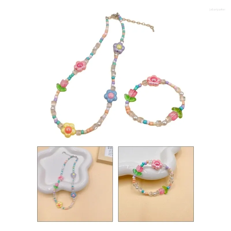 Ketten Bohemian Samen Perlen Halskette Kurzschluckkette Perlen Armbänder Set Set
