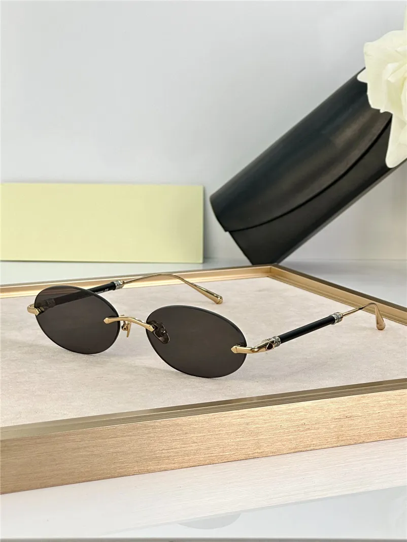 Nouveau design de mode Petites lunettes de soleil ovales La Genta Exquise Metal Cadre Lens sans bord