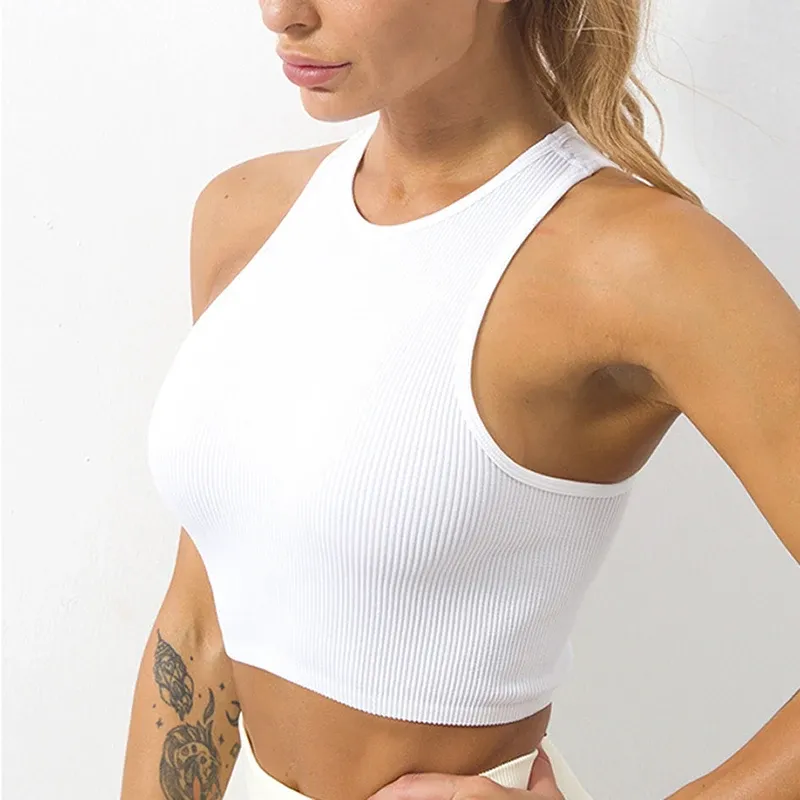 Tanques de mujer Camis Crop Top Women Solid Camisetas básicas Camas