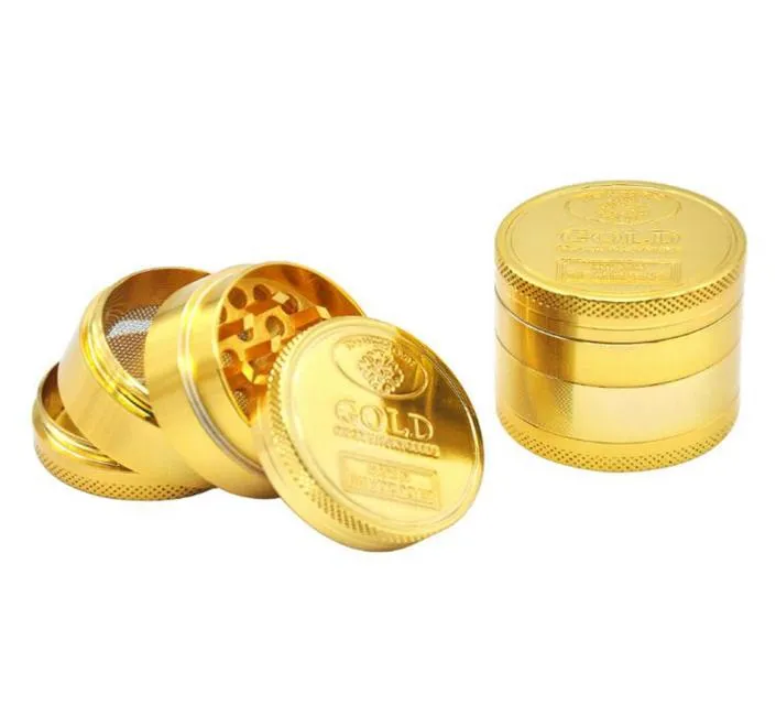 Gold Herb Grinder 4036 mm 4 pièces alliage à base de plantes fume en métal fumeurs de fumer cracker5903474