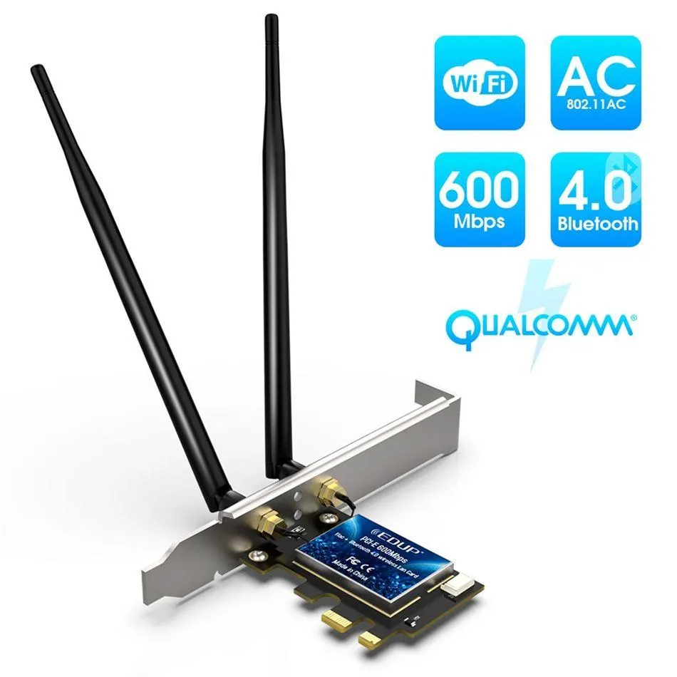 Сетевые адаптеры Edup 600M Wi-Fi PCI Express Adapter Dual Band 5 ГГц/2,4 ГГц беспроводной Bluetooth PCI-E Card для настольных столов Win10/8/7 DROP Del OTBDZ