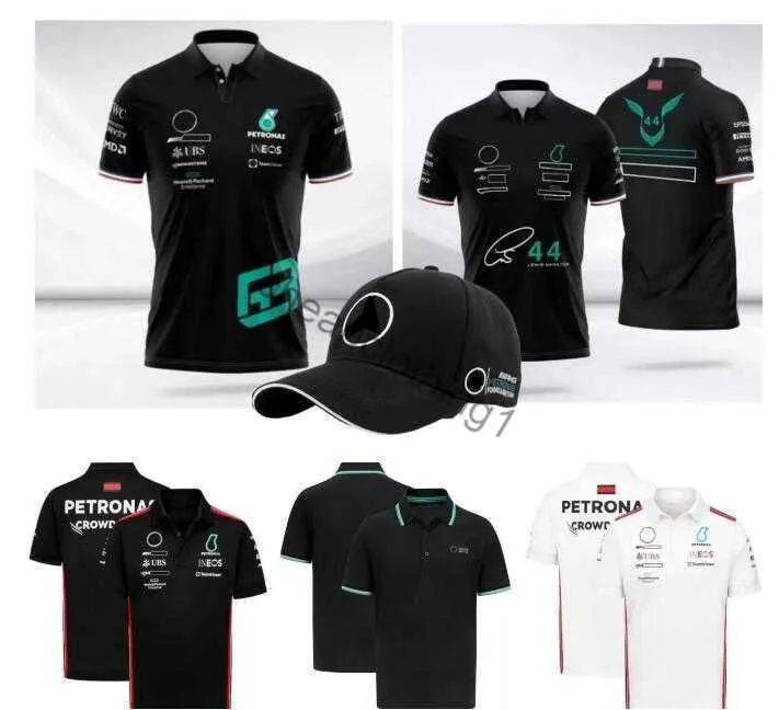 Motorcykelkläder F1 racing polo sommar ny lapel kropp skjorta samma stil ge bort hatt vit eller svart