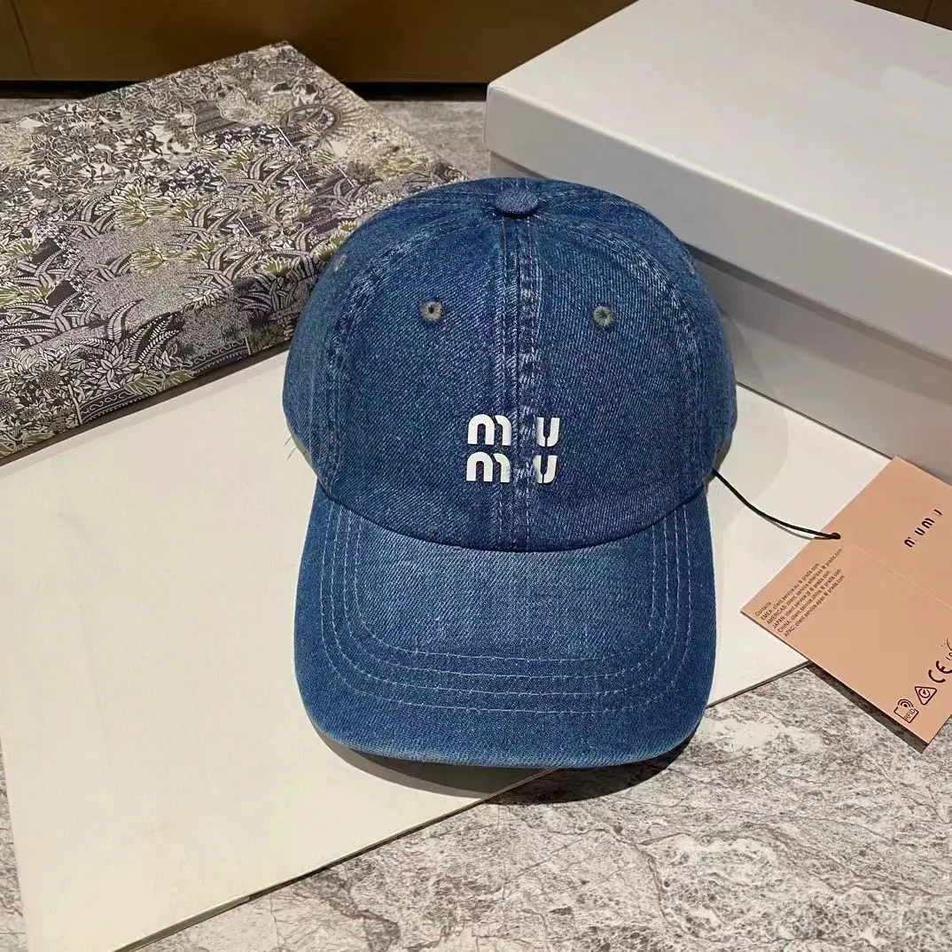 MUI MUI Classic Denim Baseball Cap Luxus Designer gewaschen Sommersonne für Männer und Frauen