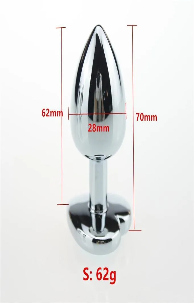 SML 3 Size Heart Form Metal Anal Plug Butt Plug Anal Dilator Insert Stopper Anal Sex Toys For Par Adult Games7005182