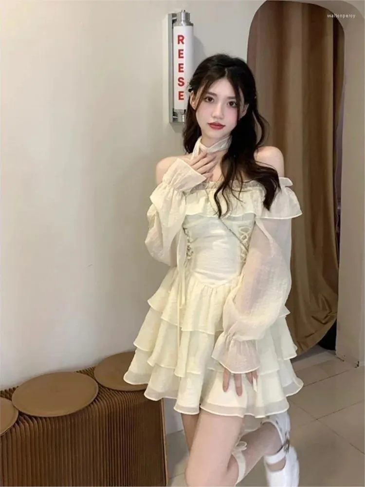 knee length dresses for ladies Cropped Jacket Layered Flare Dress