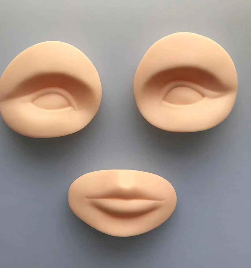 3D Silicone Practice Olhos e lábios Modelo de tatuagem Modelo de prática Falsa Skins para prática de maquiagem permanente9374258