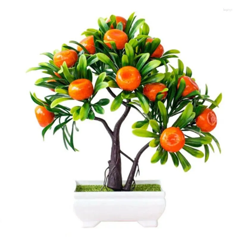 Decoratieve bloemen kunstmatige oranje perzik boom potten bonsai voor kerst Halloween feest ornament Home Living Room Desktop Decor Fake