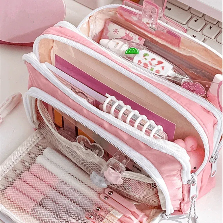 Kawaii crayons crayons pochet grande capacité sac de stylo mignon de retour aux fournitures scolaires pour les élèves de filles enfants coréens papeterie 240429