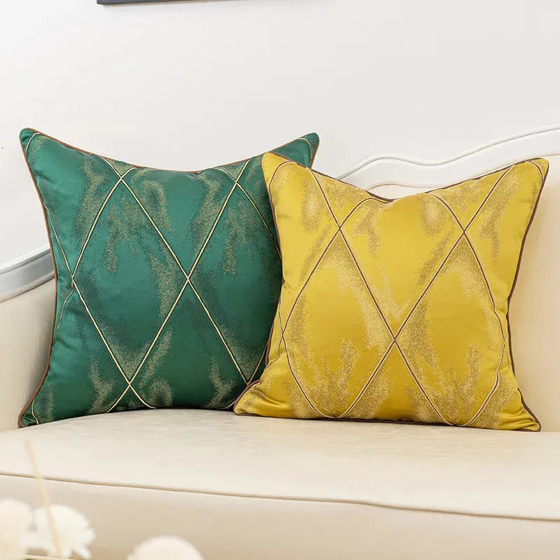 Copertina di cuscino jacquard di lusso 30x50 45x45 50x50 cm Coperchio decorativo per cuscinetto di divano Copertina di cuscino beige geometrico 240430