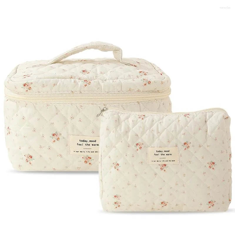 Sacs de cosmétiques 2pcs Sac organisateur de grande capacité Femmes maquillage maquilleur esthétique en coton esthétique