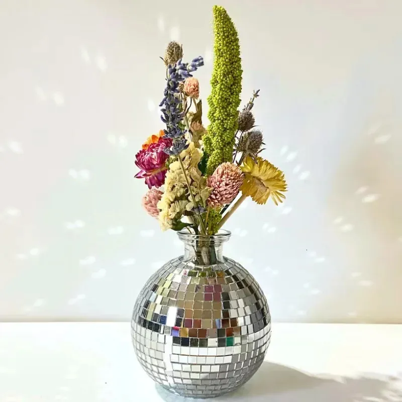 Disco -Ball Vase Bunte Blumenstrauß Hauspflanze Indoor Pflanzer Blumentöpfe Hauswarming Geschenktisch Herzstück Hochzeitsdekor 240430