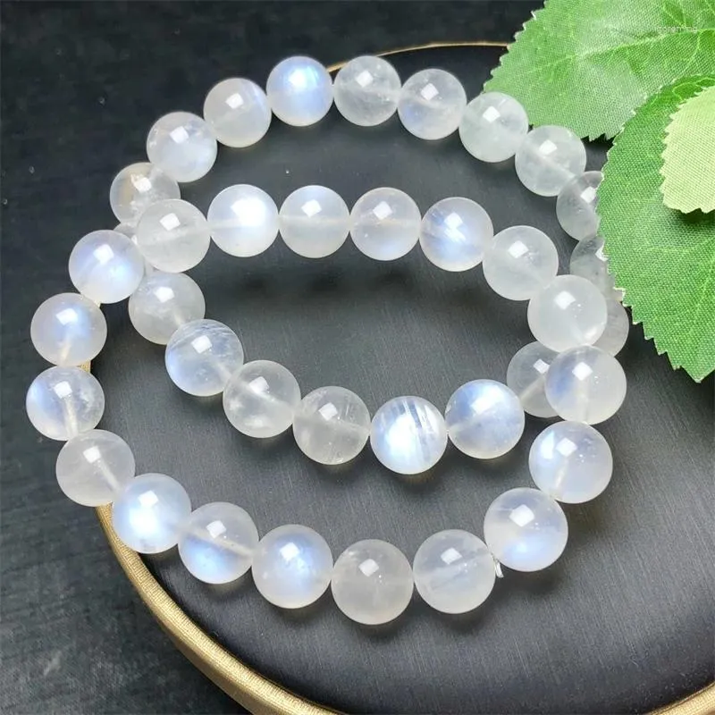Link Bracelets Natural Blue Moonstone Women Men Charm Flash Beads Luxury Energy Elastic Wrist Yoga Jewelry 7/9/10MM