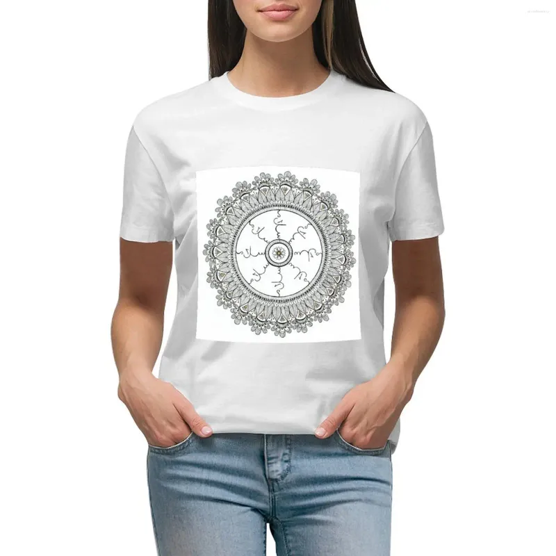 Women's Polos Peace Mandala T-shirt Korean Fashion Plus Size Tops Clothing