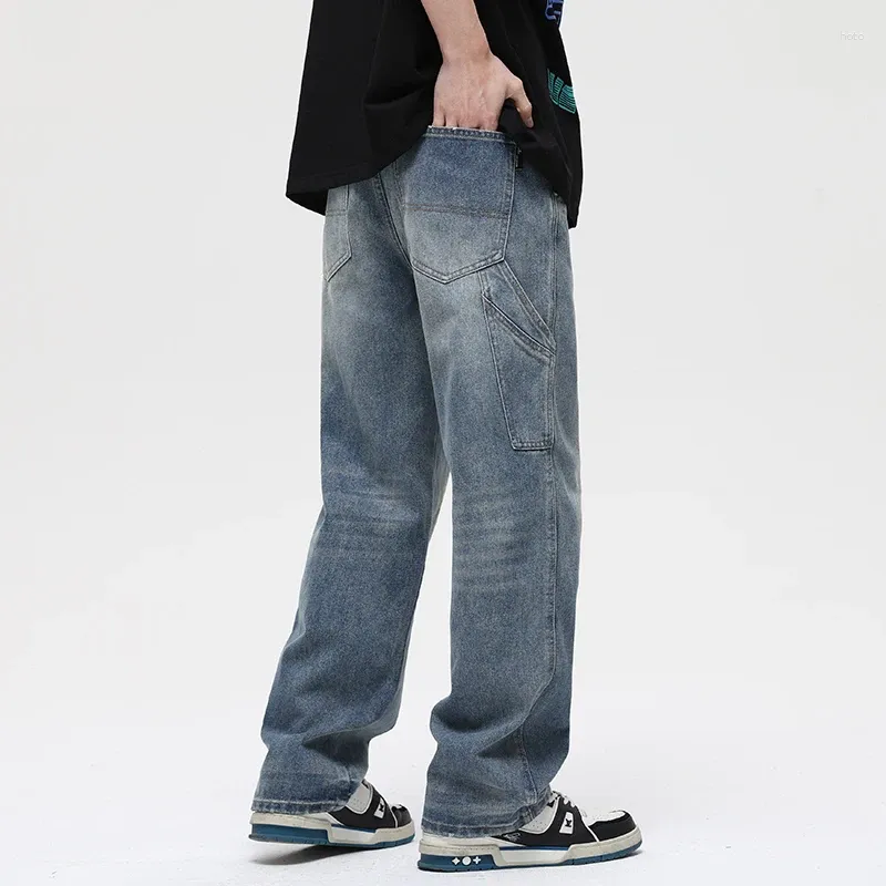 Brand di moda jeans maschile di Jeans City High Street American Hip Hop Straight Classic Retro Versatile Selmo alla moda Jeansblue