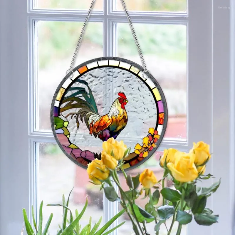 Dekorative Figuren Sonnenfänger Rooster hängen während des Acryl -Ornaments Sonnencatcher Anhänger Bunt Fensterdekorationen