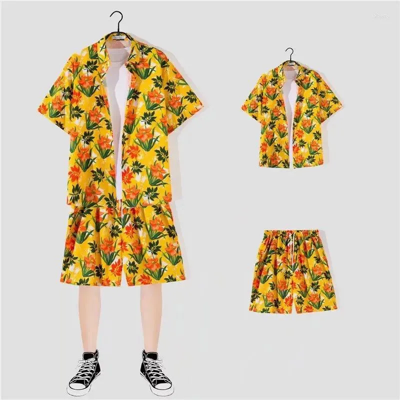 Chemises décontractées pour hommes Ensemble de chemises hawaïennes Summer plage courte à manches courtes à manches courtes en 2 pièces 3D Shorts imprimés numériques