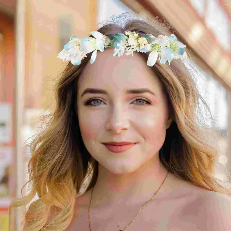 Bandanas Blumenkronen Tiara Band Blumenstirnbänder für Frauen Mädchen Plastikkronen Haarzubehör Braut Kopfstück Kopfstücke