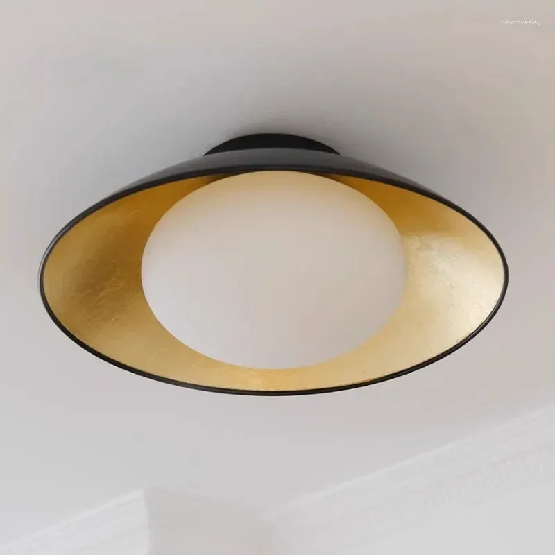Plafondverlichting Franse stijl mid-ankient licht creatief zwart goud foliesoep ronde mistige windstudie en slaapkamer led