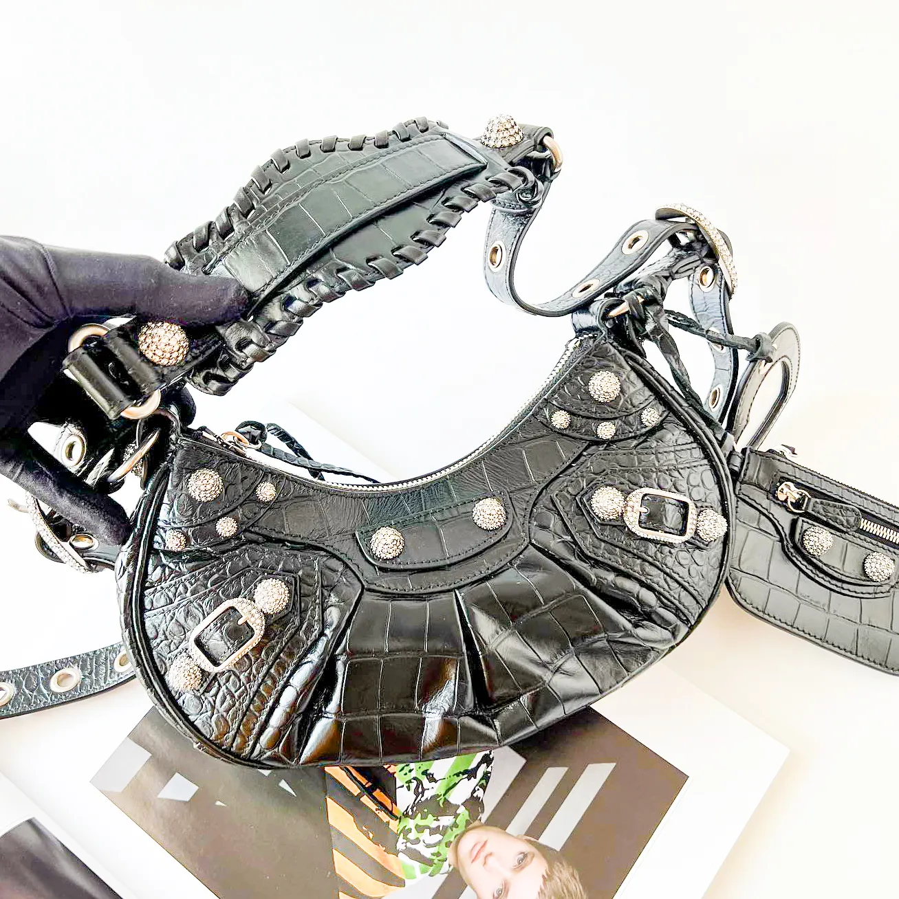 Le Cagole 2Sizes Fashion Luxurys Rivet Motorcycle Sac pour hommes pour hommes Auseur de sac à main